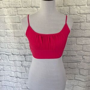 Sason women S crop tank top w/adjustable straps and elastic back pink